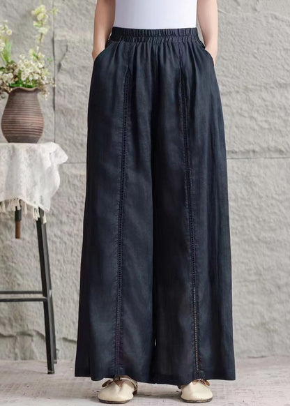 Plus Size Green Pockets Hollow Out Patchwork Linen Pants Summer