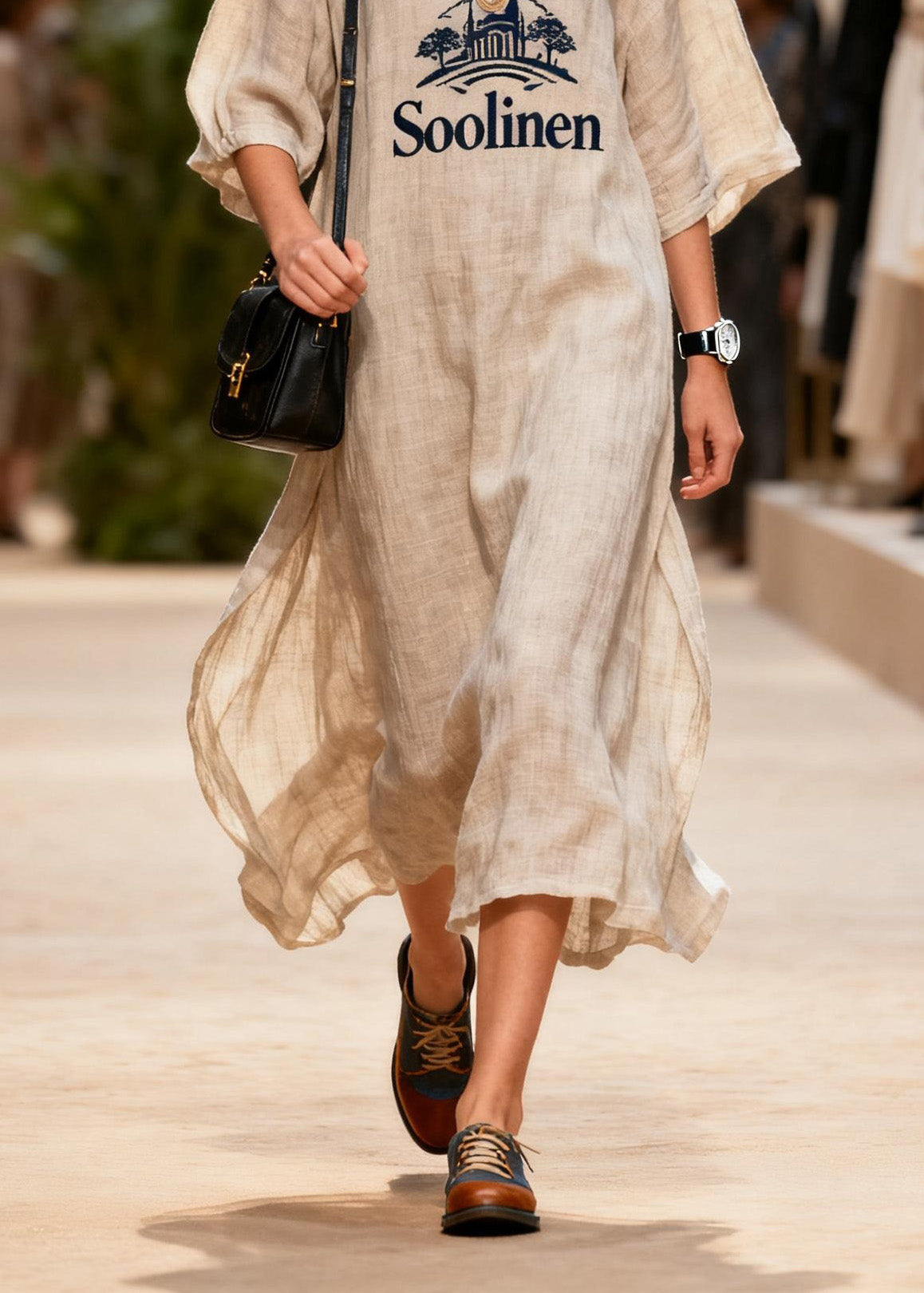 Plus Size O Neck Print Linen Long Dresses Summer