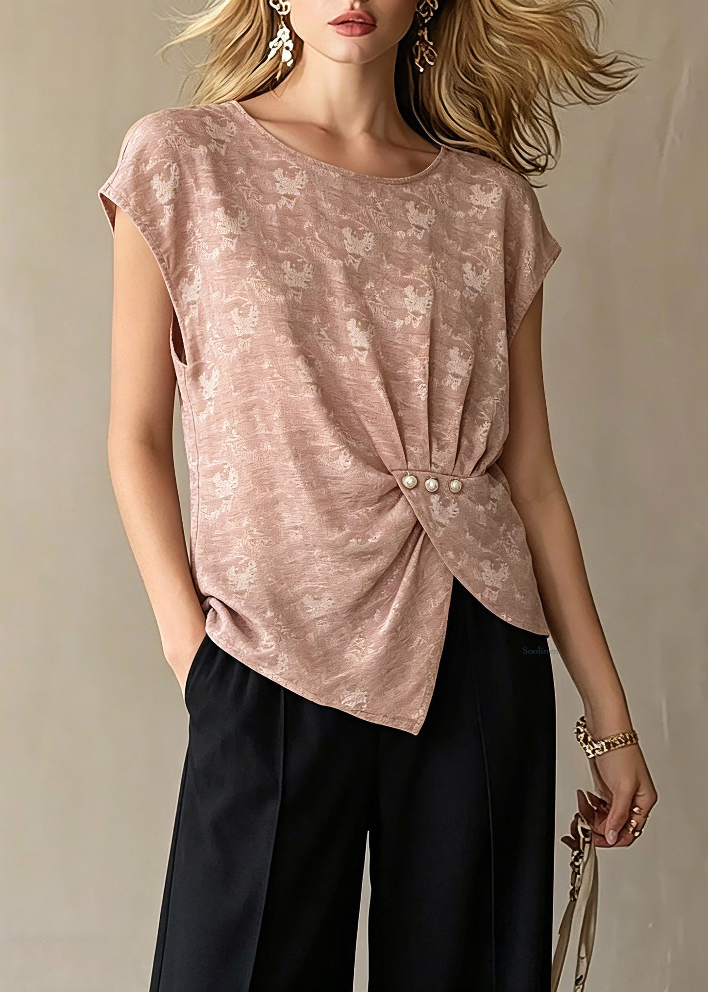 Plus Size Pink O-Neck Print T Shirt Short Sleeve
