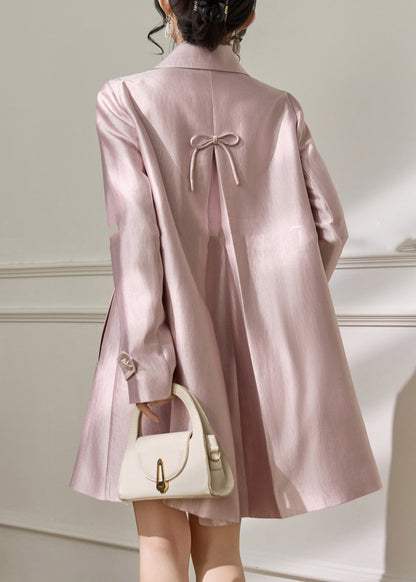 Plus Size Pink Peter Pan Collar Button Coats Spring