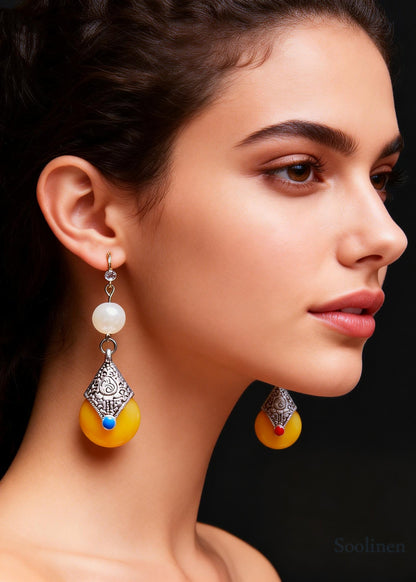 Retro Beeswax Fine Pearl Long Drop Earrings