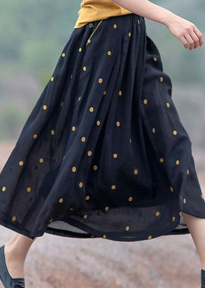 Retro Print4 Pockets Linen Skirt Summer