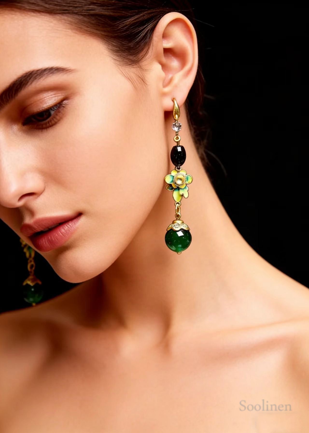 Retro Turquoise Fine Flower Drop Earrings