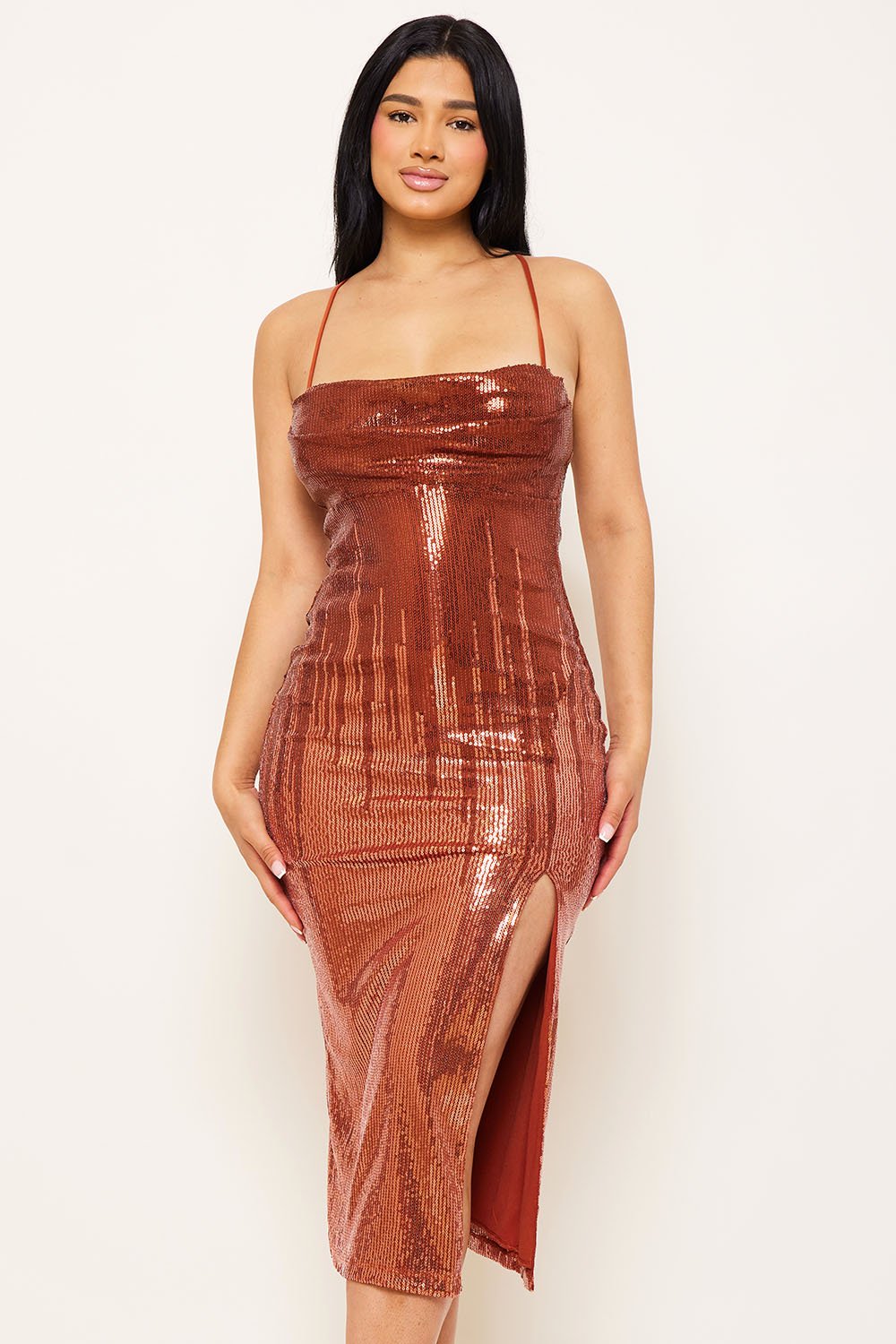 Symphony Dress - Sequin Two-Town Midi Dress
