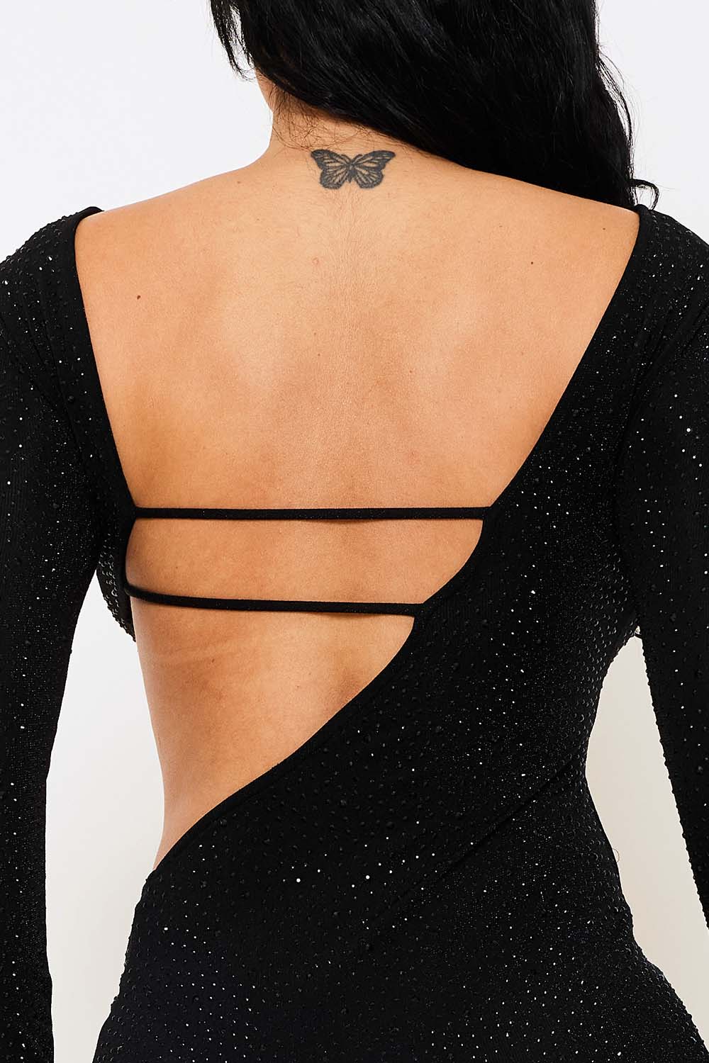 Symphony Dress - Rhinestone Cutout Waist Mini Dress