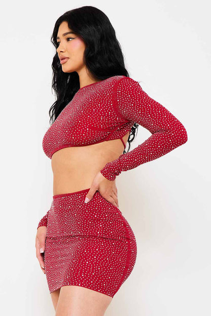 Symphony Dress - Rhinestone Cutout Waist Mini Dress
