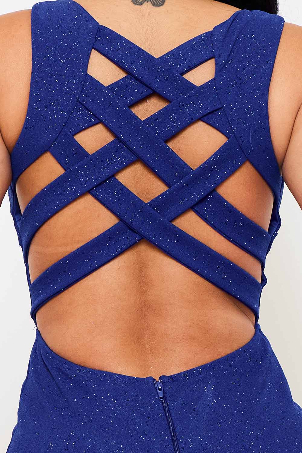Symphony Dress - Glittered Criss-Cross Open Back Mini Dress