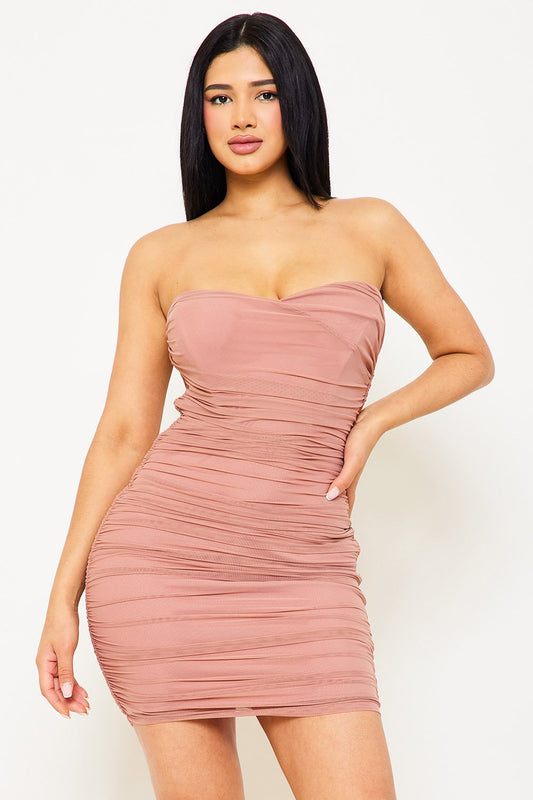 Symphony Dress - Pleated Tube Top Mini Dress