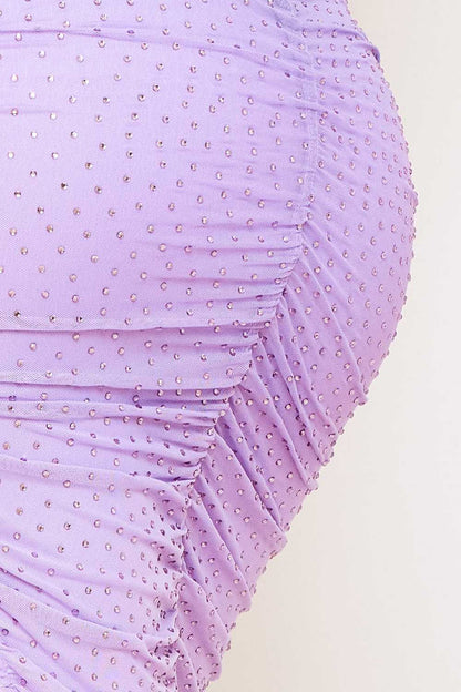 Symphony Dress - Ombre Rhinestone Off The Shoulder Midi Dress
