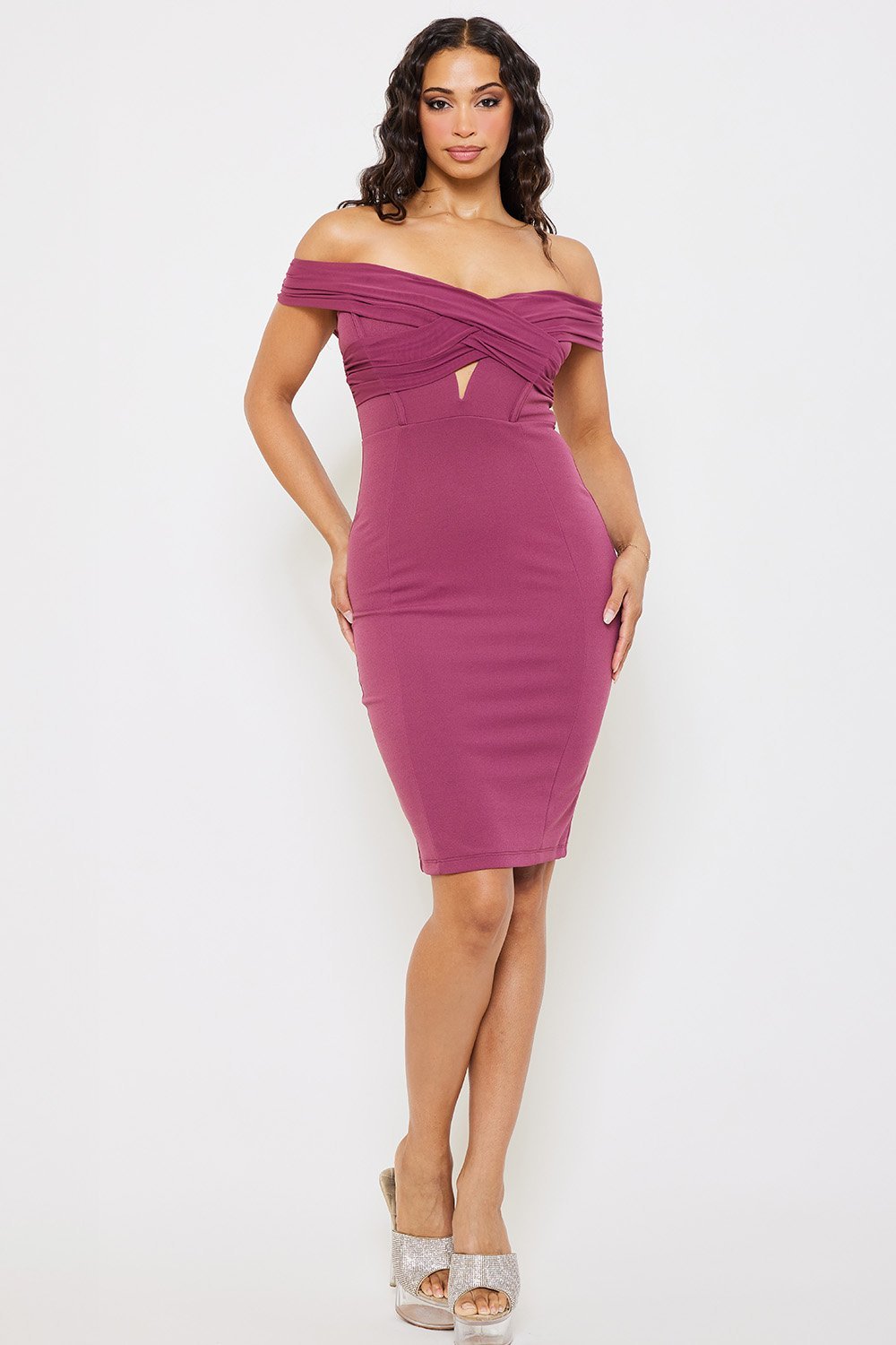 Symphony Dress - Mesh With Techno Crepe Midi Dress