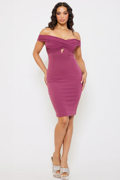 Symphony Dress - Mesh With Techno Crepe Midi Dress