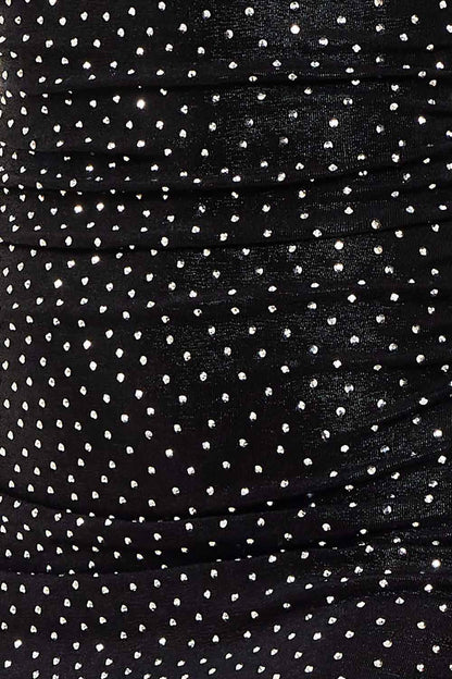 Symphony Dress - Foil With Rhinestone Shirring Midi Dress