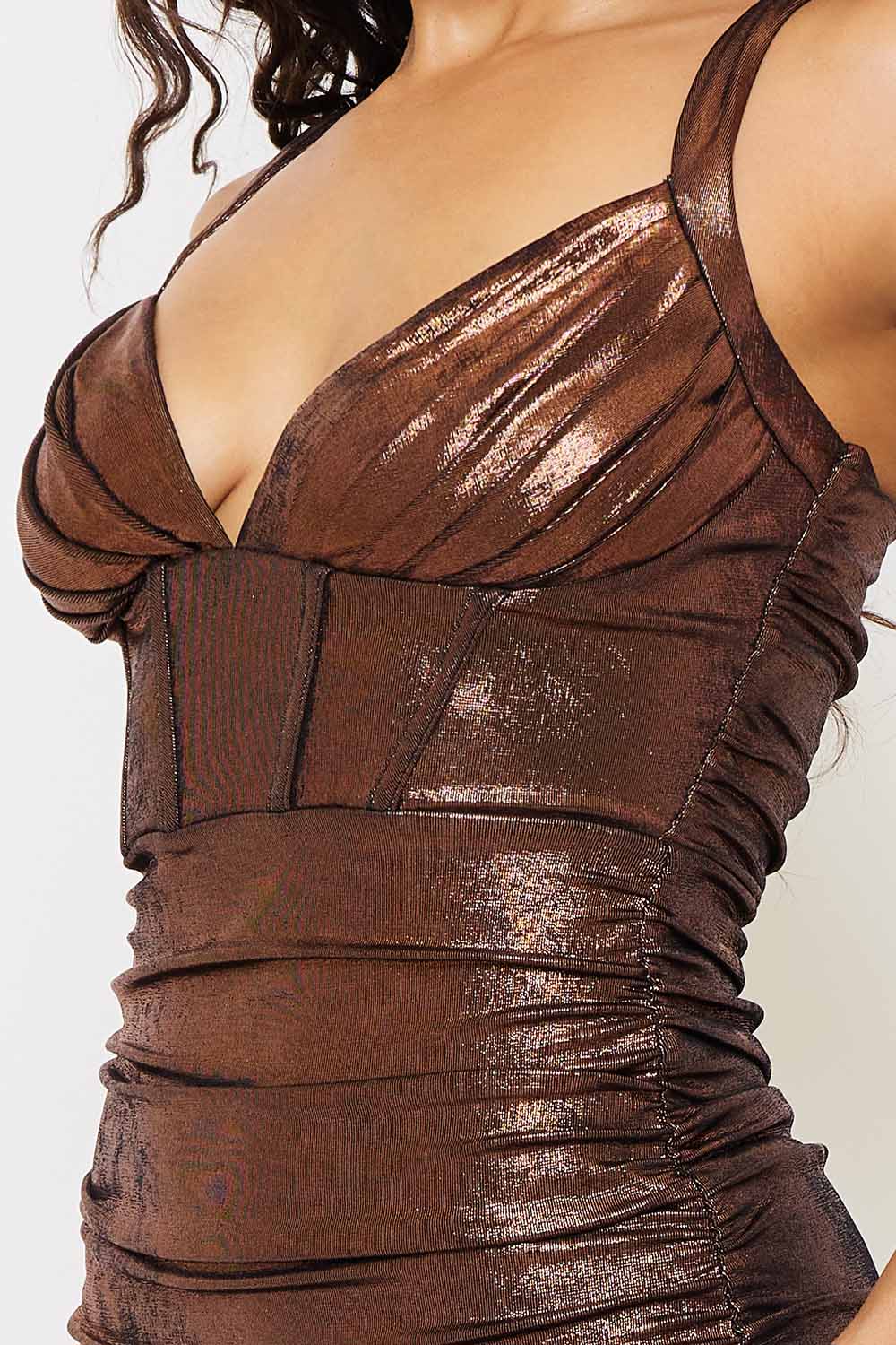 Symphony Dress - Metallic Corset Bralette Midi Dress