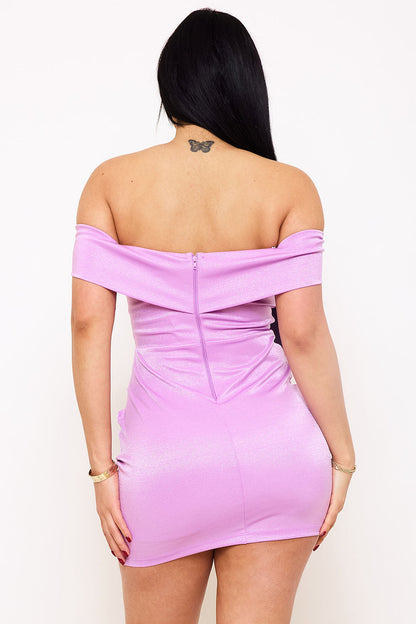 Symphony Dress - Bow Front Metallic Fabric Mini Dress