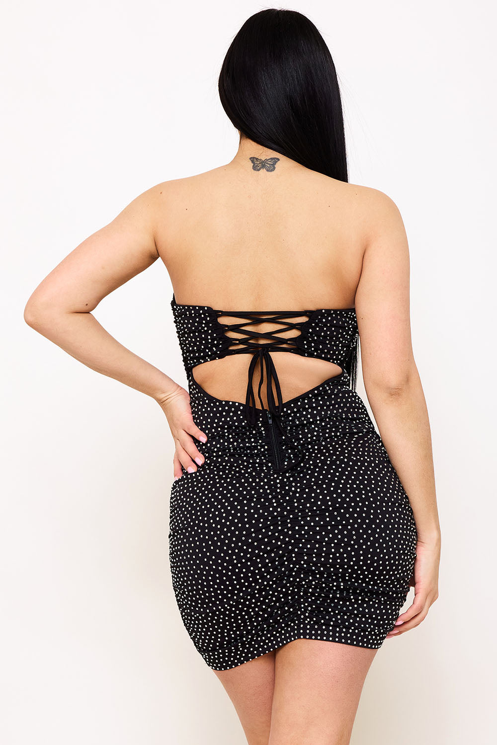 Symphony Dress - Rhinestone Strapless Mini Dress