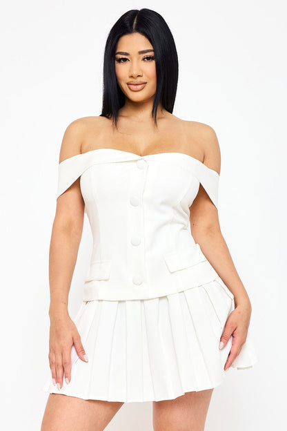 Symphony Dress - Woven Off The Shoulder Mini Dress