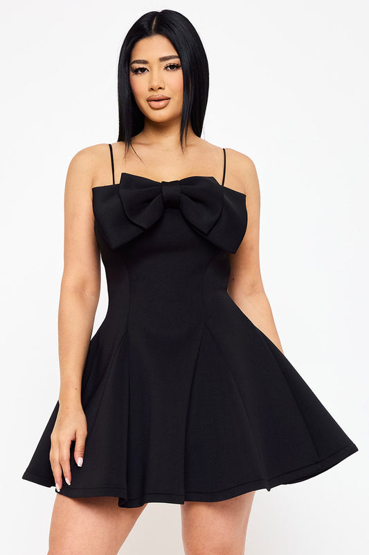 Symphony Dress - Super Techno Bow Front Mini Dress