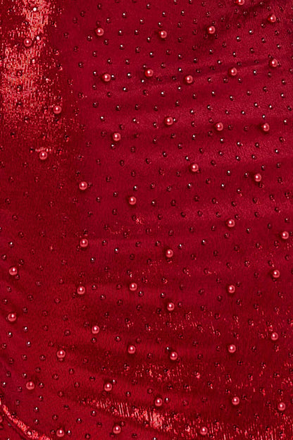 Symphony Dress - Rhinestone And Pearl Beaded Midi Dress