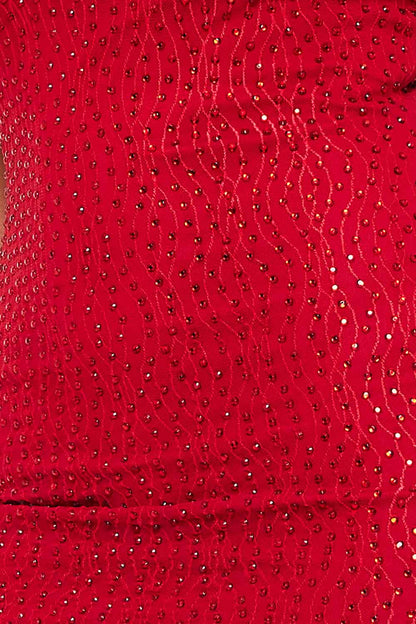 Symphony Dress - Rhinestone With Stiching Detailed Mini Dress