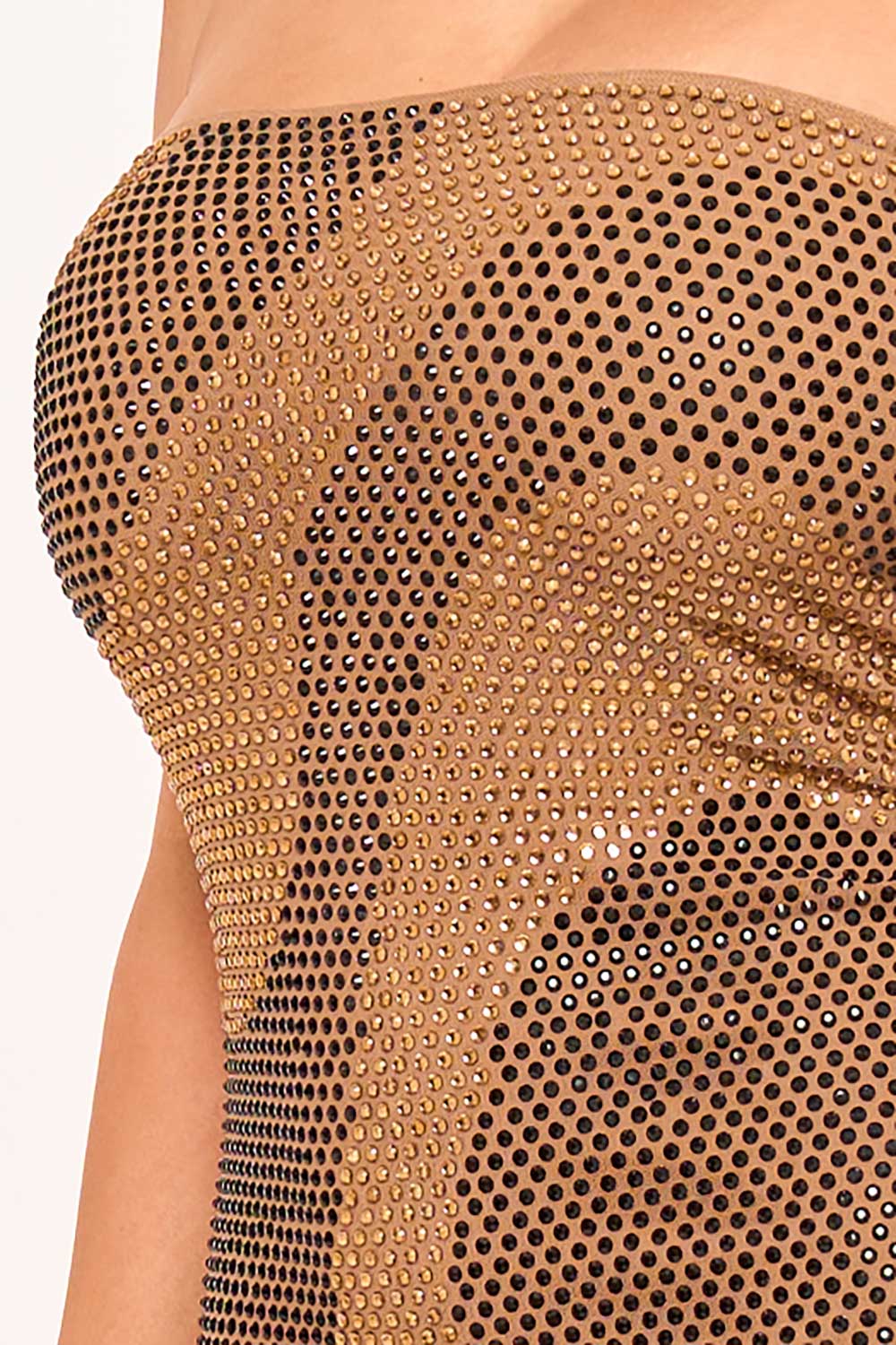 Symphony Dress - Swirl Patterned Rhinestone Tube Top Mini Dress