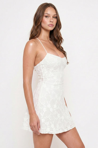 Symphony Dress - Fleur Faux Fur Tape Flare Mini Dress