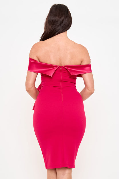 Symphony Dress - Satin Layer Ruffle Across The Front Midi Dress