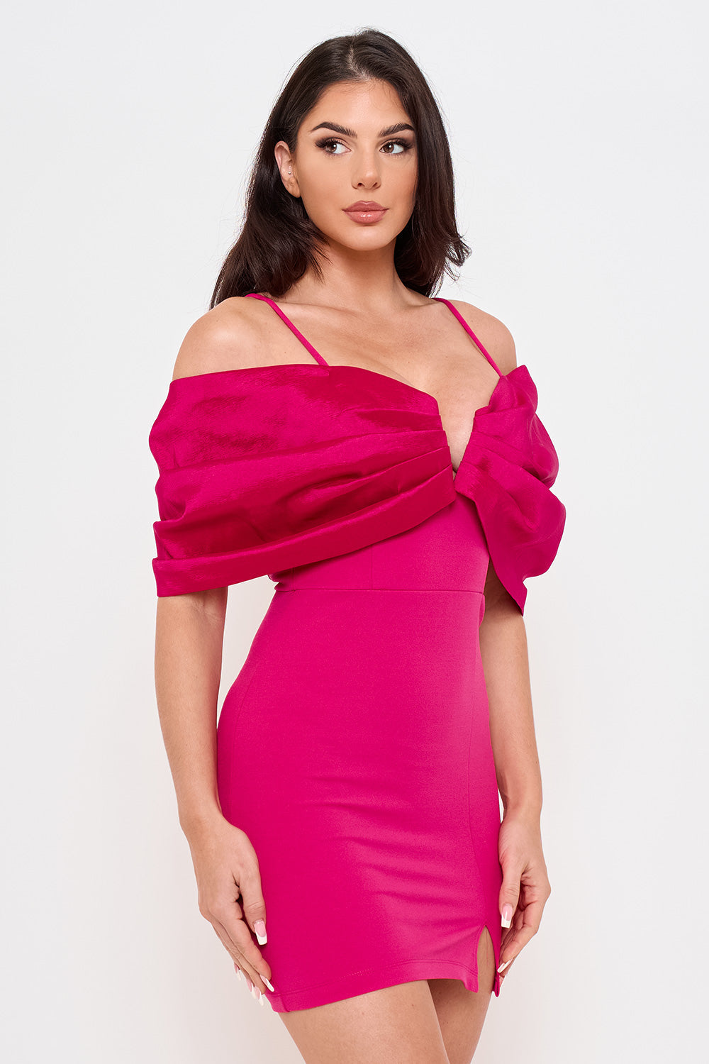 Symphony Dress - Oversized Satin Bow Off The Shoulder Mini Dress