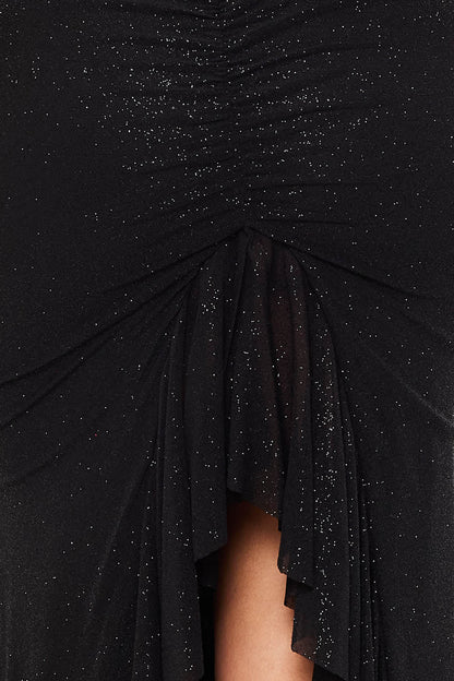 Symphony Dress - Glitter Power Mesh Ruffle Back Maxi Dress