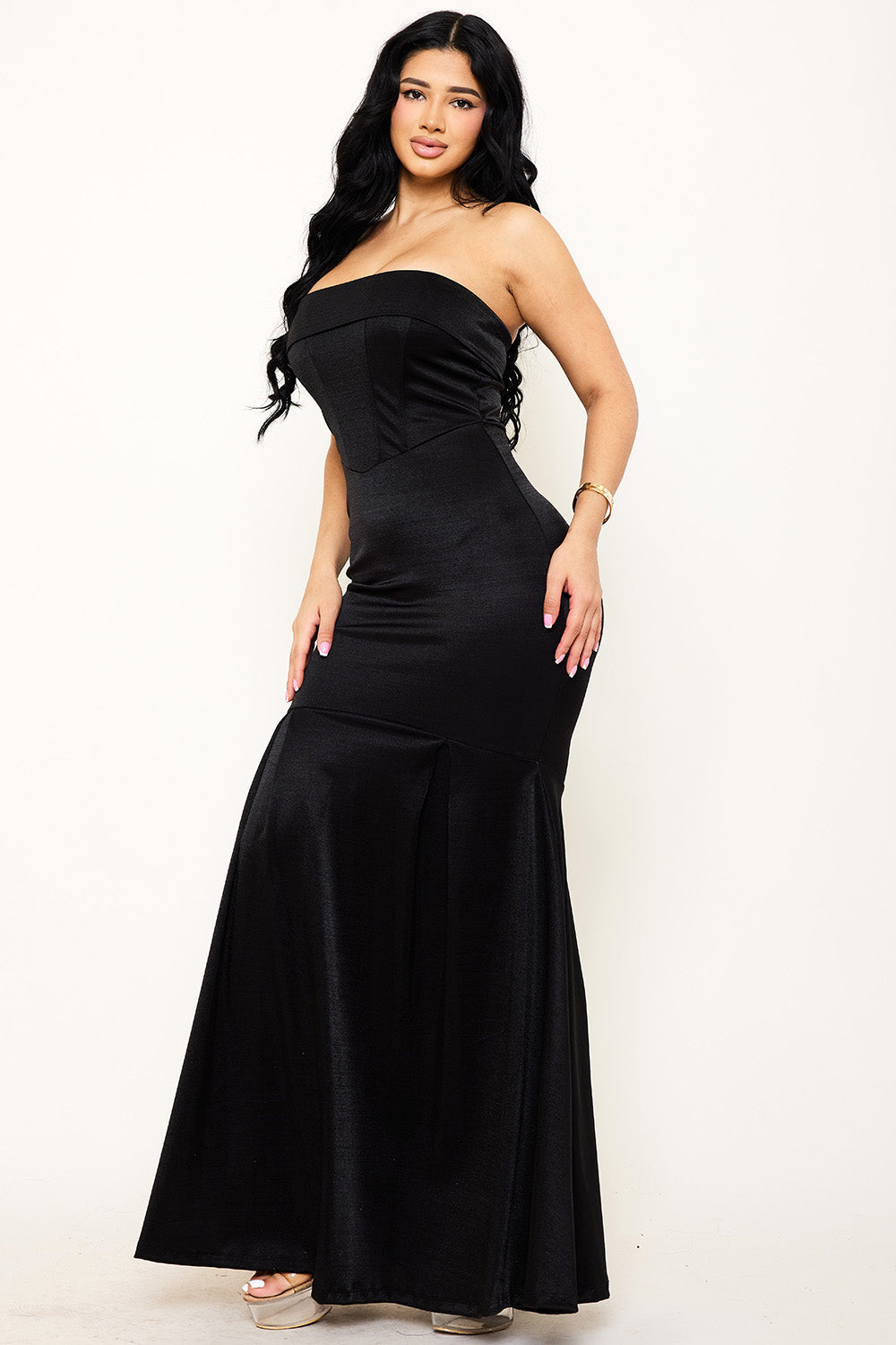 Symphony Dress - Metallic Satin Tube Top Mermaid Maxi Dress