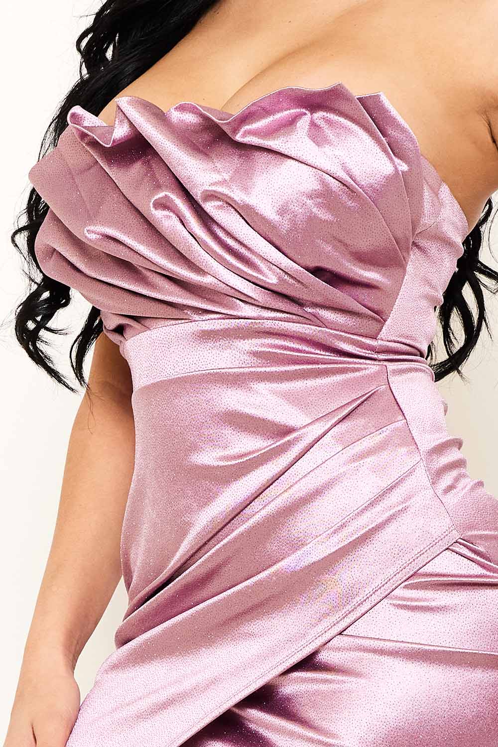 Symphony Dress - Glittered Satin Pleated Maxi Dress