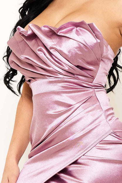 Symphony Dress - Glittered Satin Pleated Maxi Dress