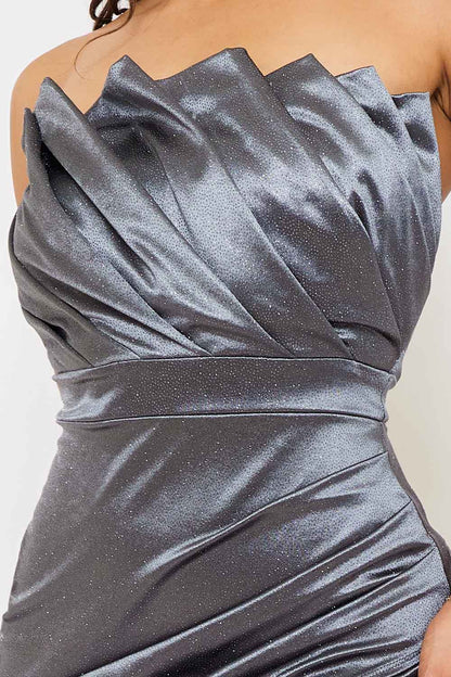 Symphony Dress - Glittered Satin Pleated Maxi Dress