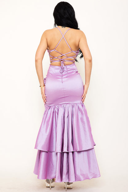 Symphony Dress - Taffeta Layered Ruffle Maxi Dress