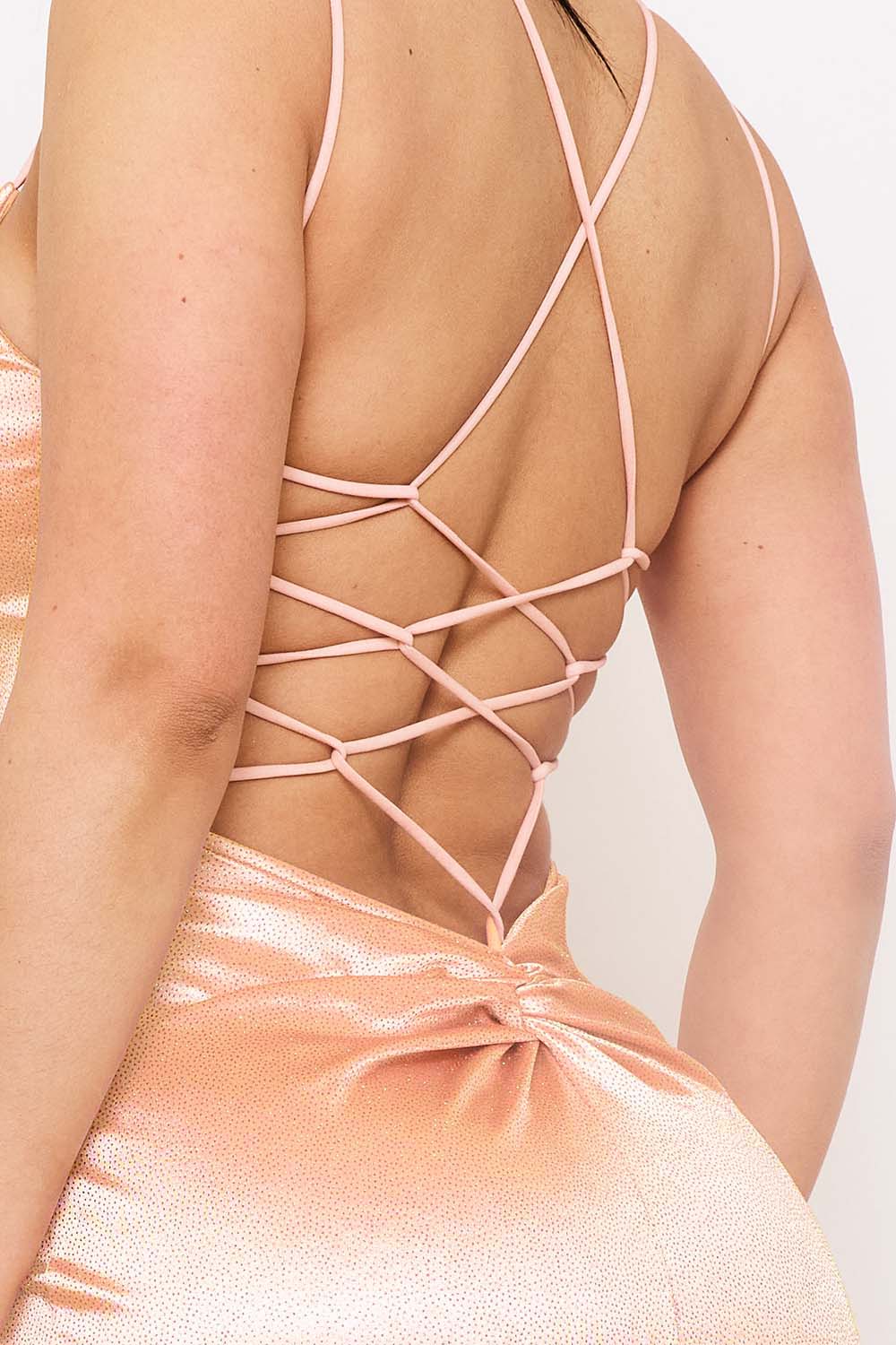 Symphony Dress - Glitter Knit Satin Open Back Maxi Dress