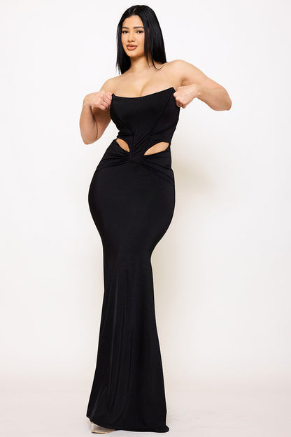 Symphony Dress - Satin Bustier Top Maxi Dress