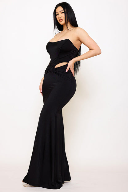 Symphony Dress - Satin Bustier Top Maxi Dress