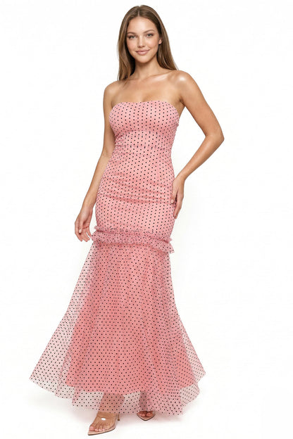 Symphony Dress - Polka Dot Mesh Mermaid Maxi Dress