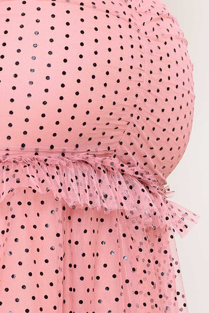Symphony Dress - Polka Dot Mesh Mermaid Maxi Dress