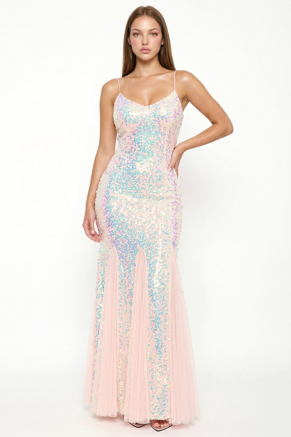 Symphony Dress - Sequin With Mesh Mermaid Shilouette Maxi Dress