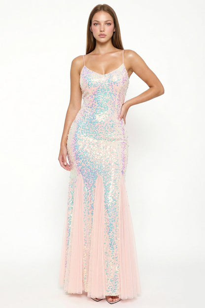 Symphony Dress - Sequin With Mesh Mermaid Shilouette Maxi Dress