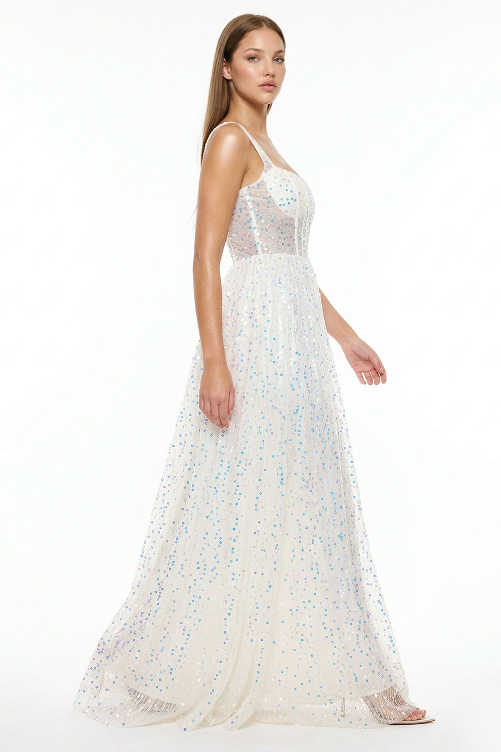 Symphony Dress - Sequins On Mesh Ball Gown Maxi Dress