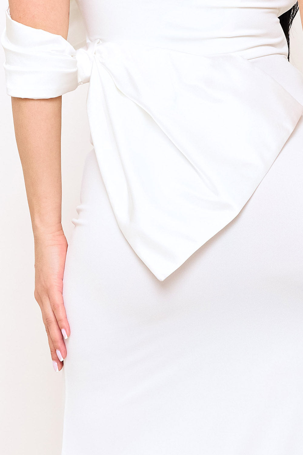 Symphony Dress - Crezia Fabric With Satin Large Bow Detail Maxi Dress