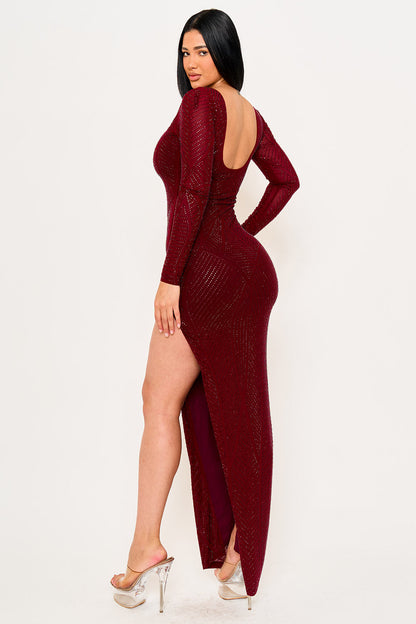 Symphony Dress - Full Rhinestone Studded Maxi Dress