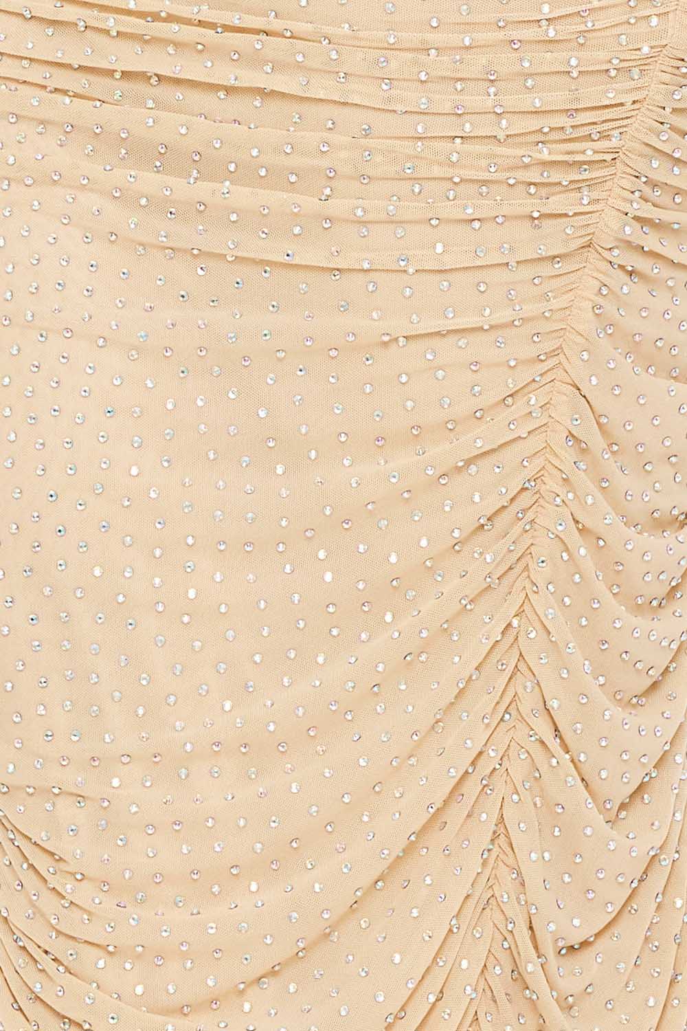 Symphony Dress - Rhinestone On Mesh Pleated Long Dress
