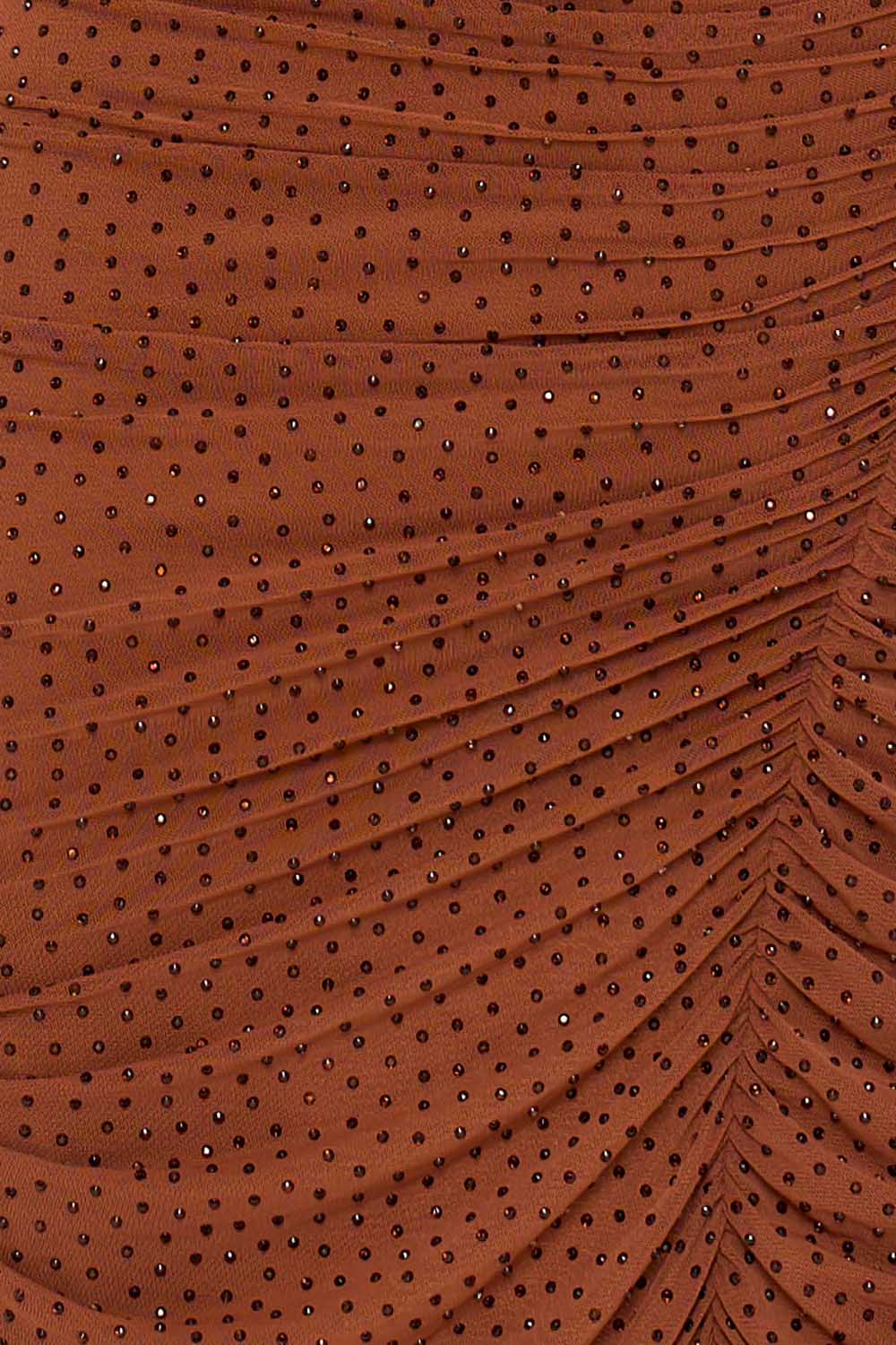 Symphony Dress - Rhinestone On Mesh Pleated Long Dress