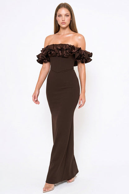 Symphony Dress - Ruffle Off The Shoulder Maxi Dress