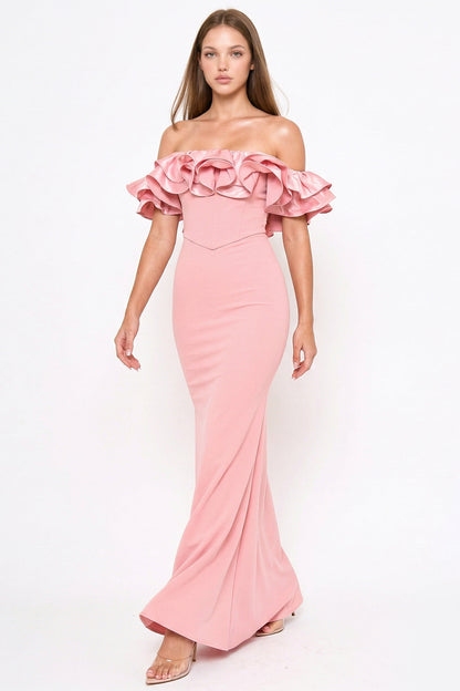 Symphony Dress - Ruffle Off The Shoulder Maxi Dress