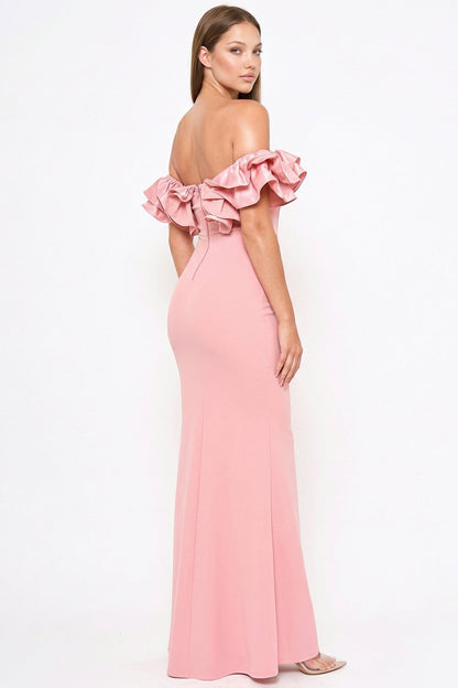 Symphony Dress - Ruffle Off The Shoulder Maxi Dress