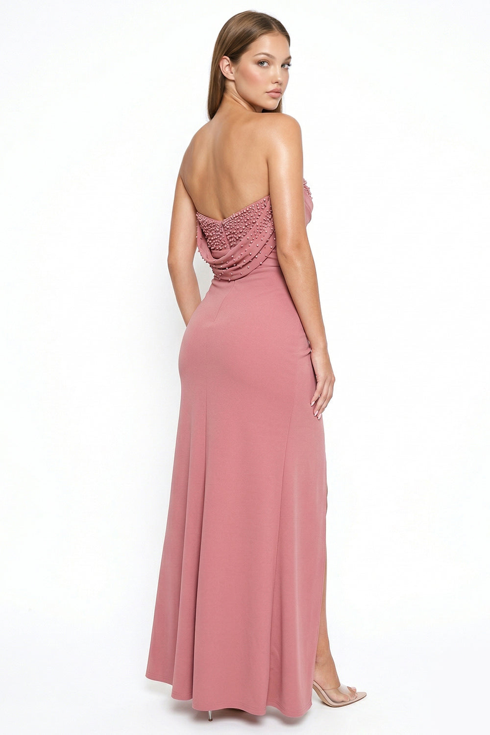 Symphony Dress - Pearl And Rhinestone Embellished Maxi Dress