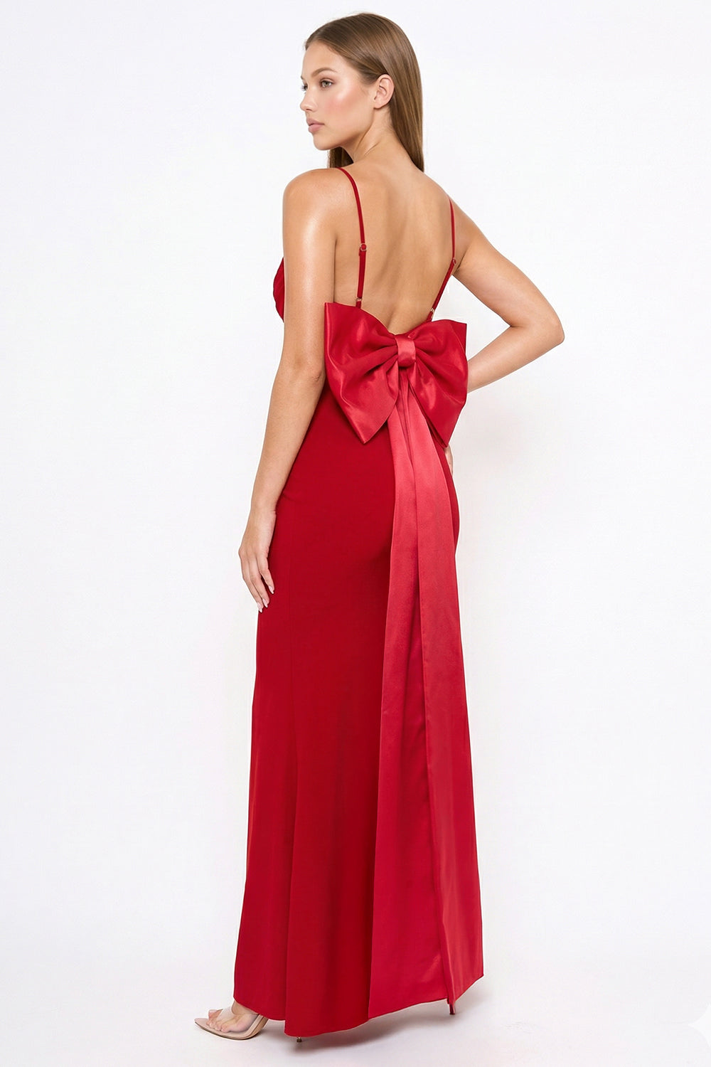 Symphony Dress - Oversized Ribbon Bow On The Back Detail Mermaid Maxi Dress